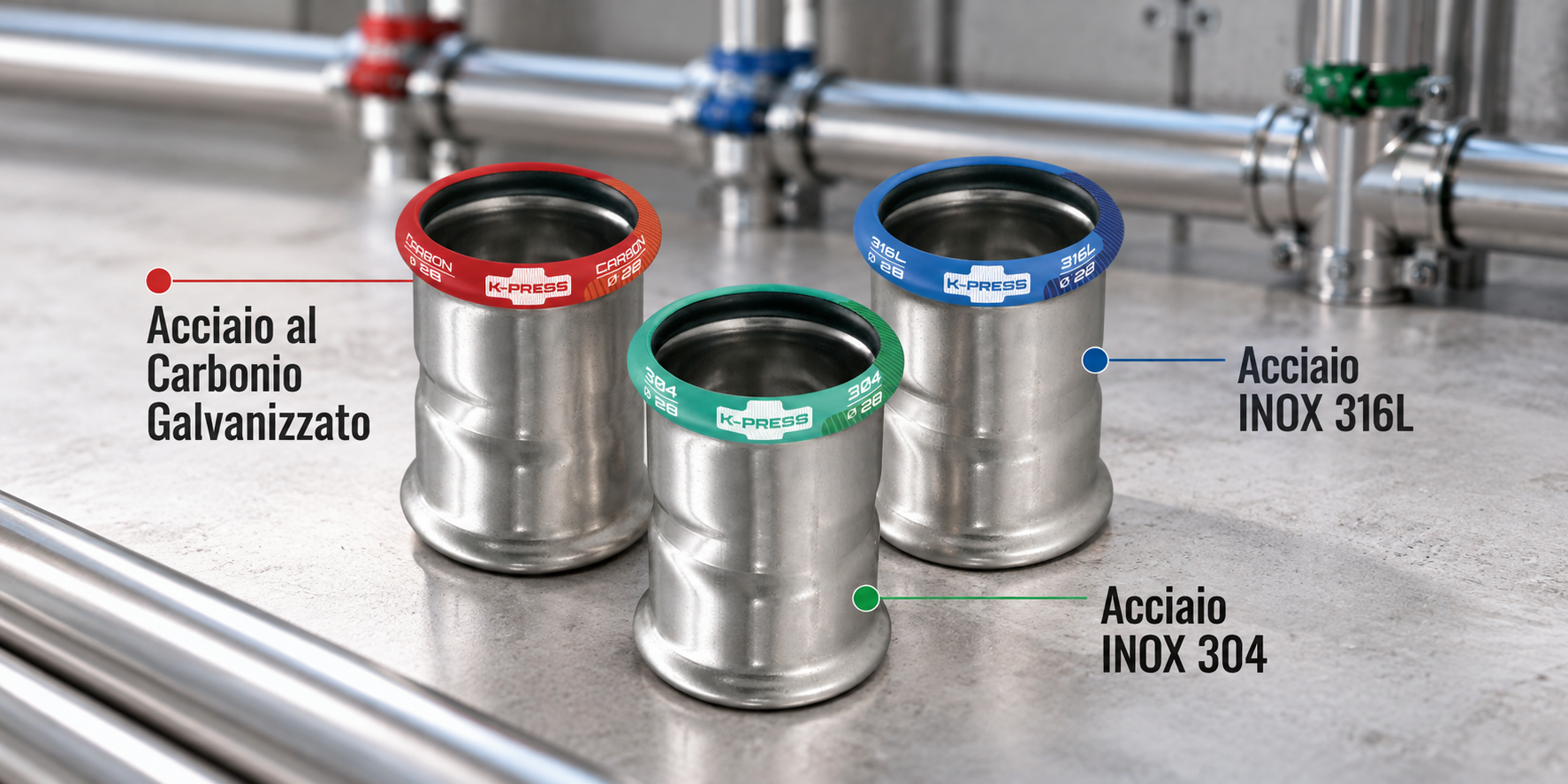 Acciaio inox 304 vs 316 vs carbonio galvanizzato